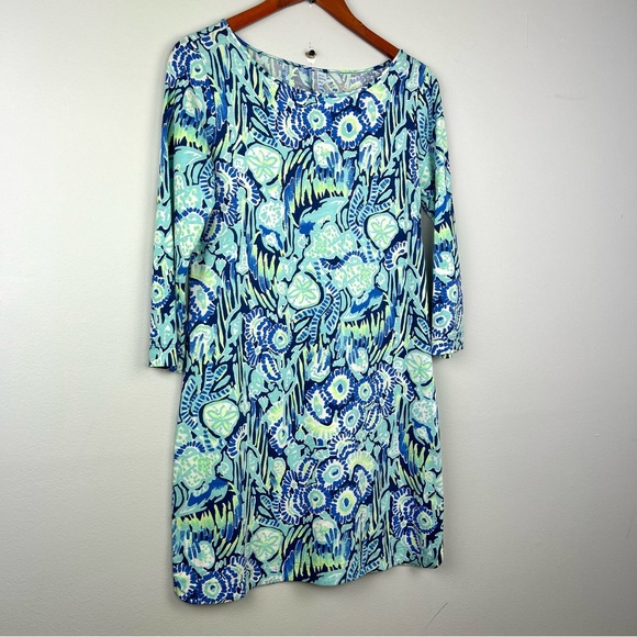 Lilly Pulitzer pima cotton 3/4 sleeve Marlowe dress Women's size S indigo sunset - Picture 4 of 14